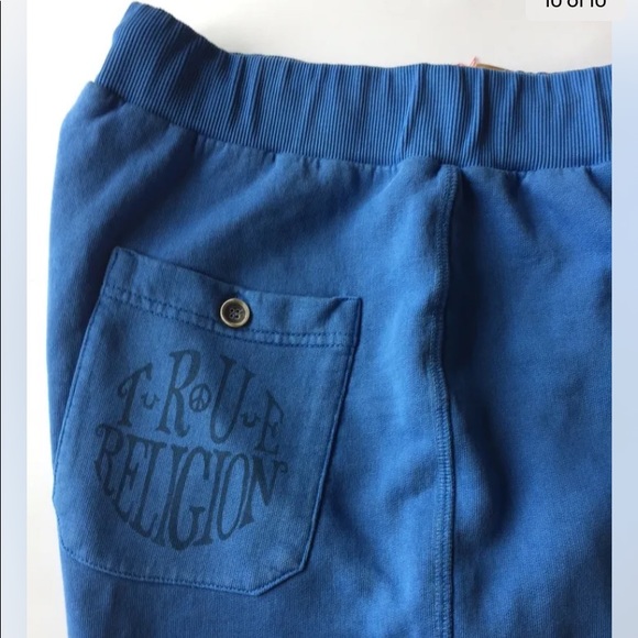 New True Religion Men True Circle Sweat Shorts Large Light Blue - Picture 2 of 10